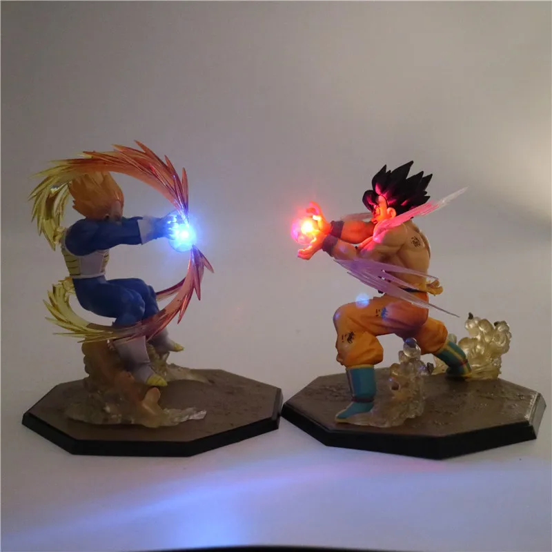 Dragon Ball Z Сон Гоку аниме Ночной светильник Супер Saiyan ПВХ фигурка Коллекционная DIY Настольная лампа 3D модель DBZ игрушка для детей - Испускаемый цвет: Синий