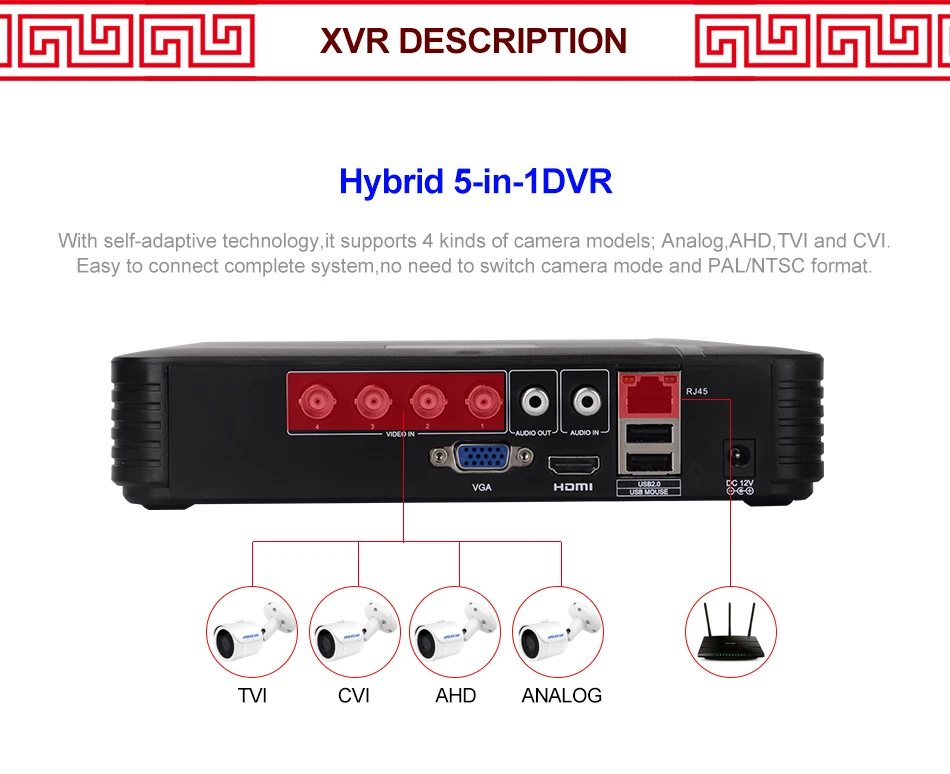KRSHDCAM 4CH AHD видеонаблюдения DVR Системы 20 м ИК 2 шт. 1080 P CCTV Камера Купол Крытый дома