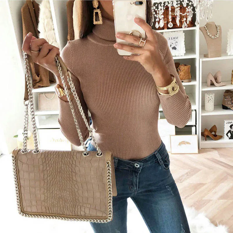VIEUNSTA 2018 Fashion Turtleneck Knit Ribbed Bodysuit Women Autumn Winter Long Sleeve Warm Jumpsuits Female Rompers Casual Tops VIEUNSTA 2018 Fashion Turtleneck Knit Ribbed Bodysuit Women Autumn Winter Long Sleeve Warm Jumpsuits Female Rompers Casual Tops