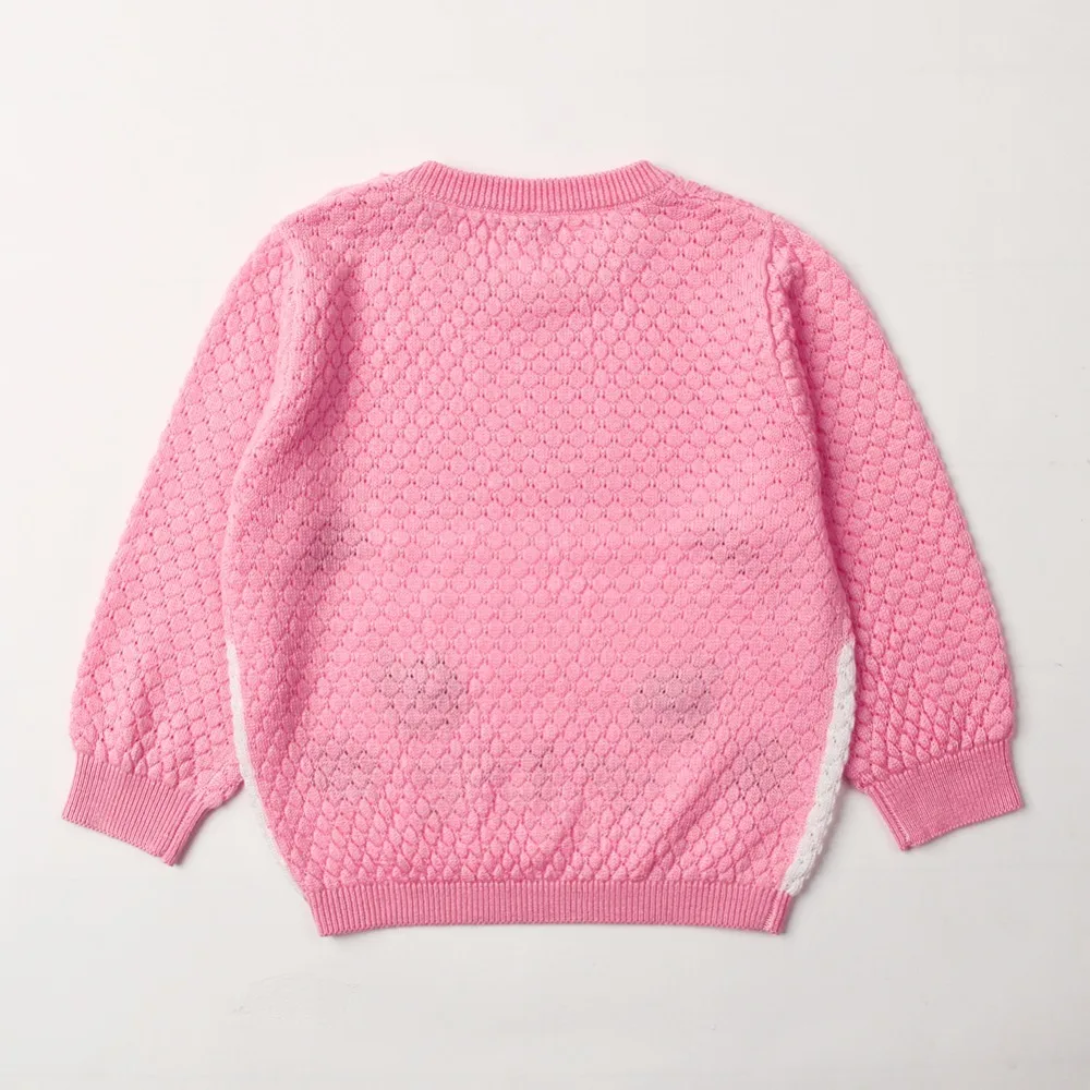 Осень, розовые вязаные пуловеры для малышей, Свитера для малышей, трикотажные топы с длинными рукавами для новорожденных, повседневная верхняя одежда, детские комбинезоны на возраст от 0 до 24 месяцев