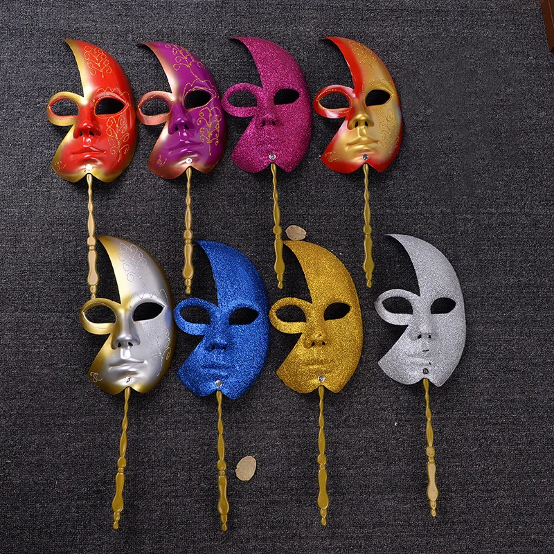100 шт. Новый Венецианские карнавальные маски на палочке Для мужчин и Для женщин партии Маскарад ручной Маски для век Наряжаться Косплэй
