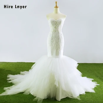 

Hire Lnyer New Arrive China Bridal Gowns Vestido Longo White Lace Ruffled Organza Skirt Mermaid Wedding Dress Alibaba Casamento
