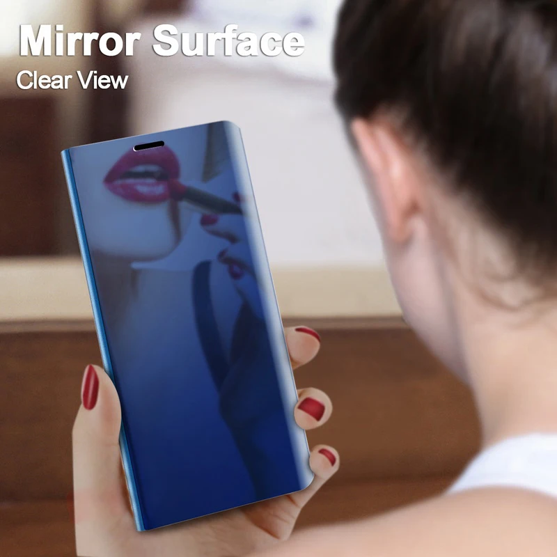 Силиконовые чехлы книжки для телефона Samsung Galaxy A40 2019 умный чехол с зеркальным