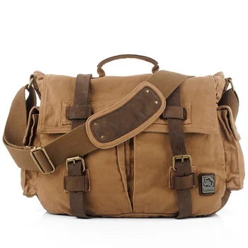 

Fashion Unisex Messenger Bags Single Canvas Shoulder Bag Men Women Canvas Fashion Vintage String Messenger Bag Casual Travel