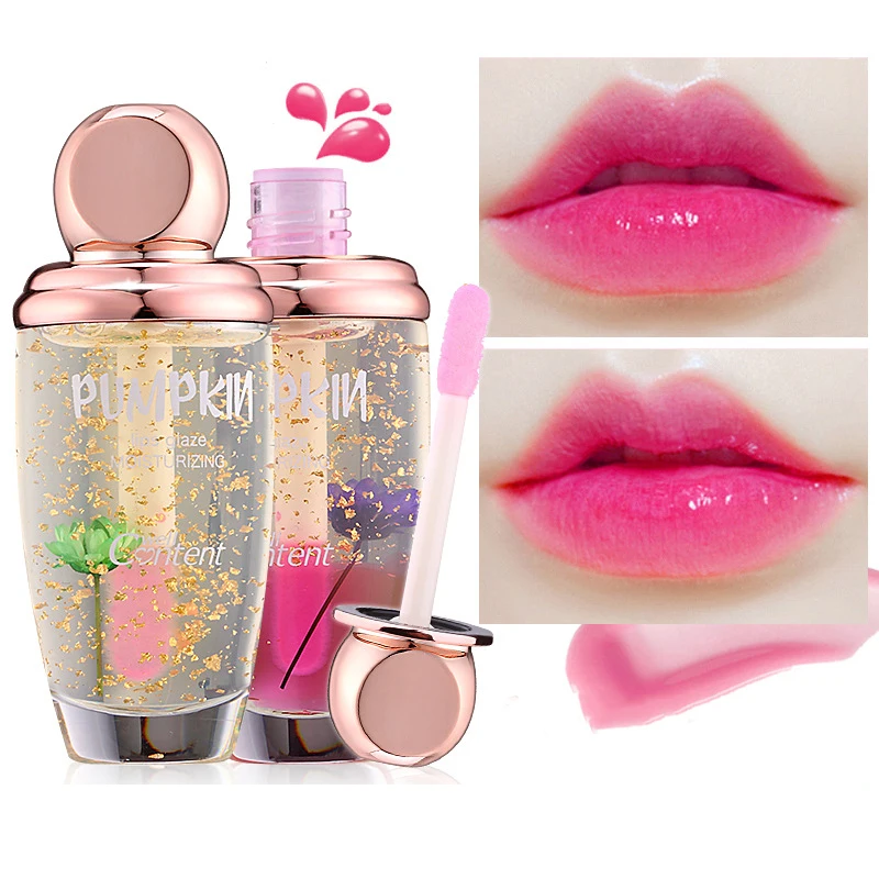 

Mini Crystal Gold Foil Flower Jelly Lipstick 5 Color Temperature Changed lip gloss Charming Lasting Moisturizing Makeup