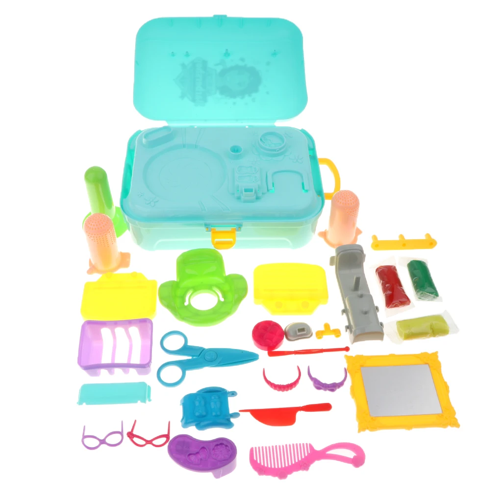 

Simulation Barbershop Kit with Modeling Clay and Many Other Accessories Kids Children's Pretend Play Toy Birthday Gift