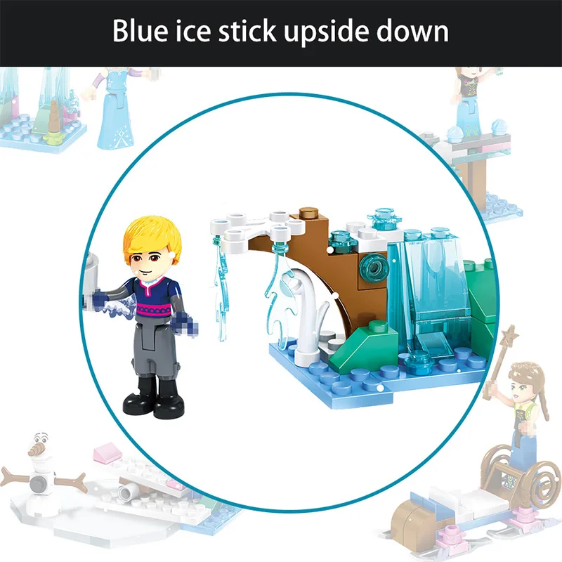 6 in 1 Fairy Tale Movie Princess Ice Castle Compatible Legoingly City Frozens Princess Figures Model Building Blocks Girl Toys