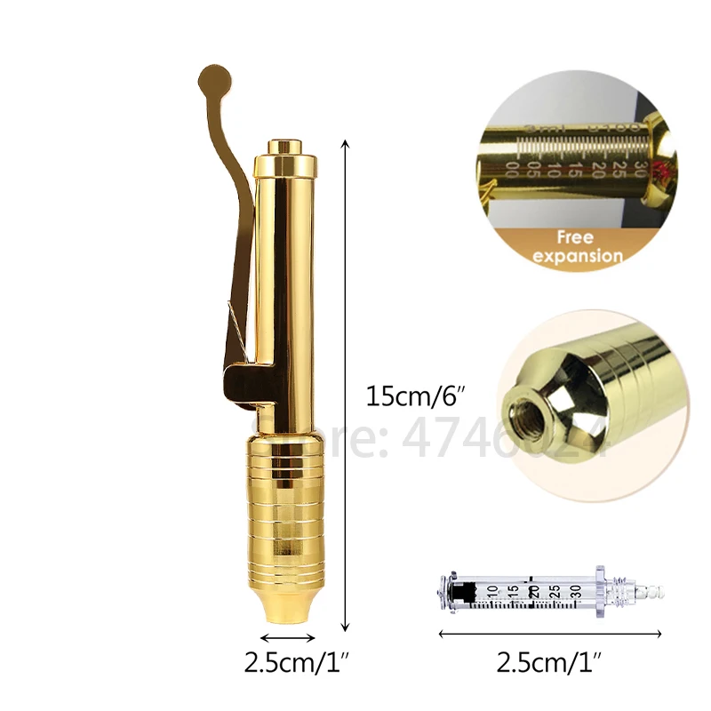 Горячее предложение, 24 к Золотая гиалуроновая ручка, 0,3 мл, Пистолеты для инъекций гиалуроновой кислоты, для наполнителя губ, удаления морщин, Косметическая Вода, без шприца