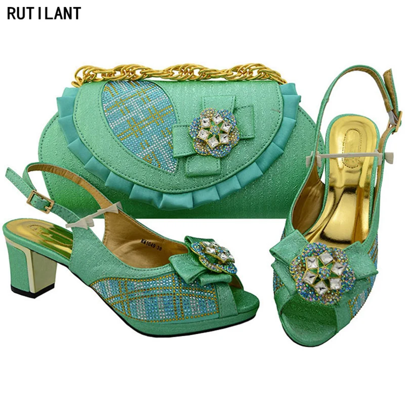 

Water Green Color Sales In Women Matching Shoes and Bag Set Italian Shoes and Bags Set Envio Gratis African Wedding Shoe and Bag