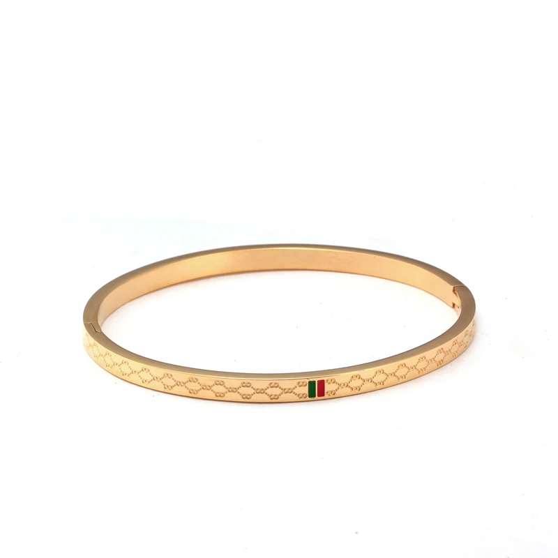 4mm gold Модные браслеты из нержавеющей стали, красные и зеленые браслеты-шармы, широкий браслет для женщин, ювелирные изделия для влюбленных - Окраска металла: 4mm gold