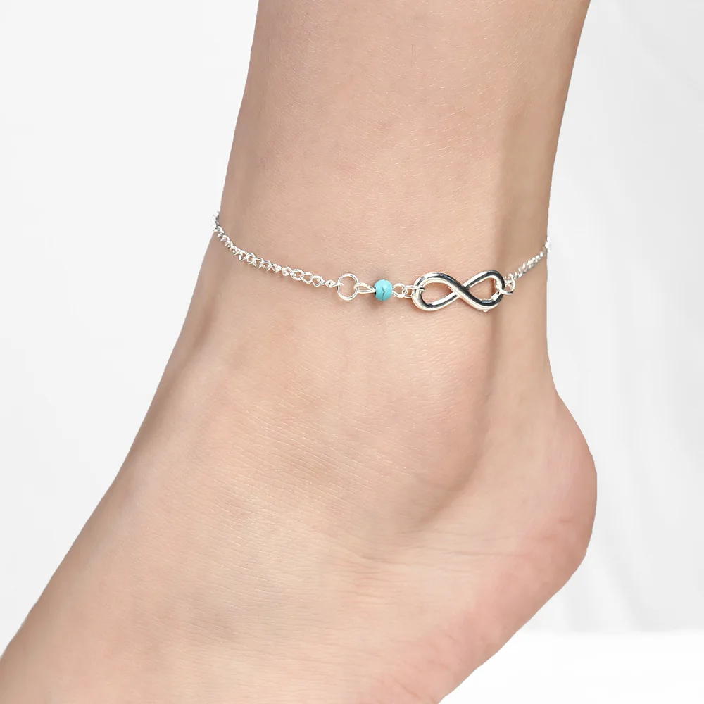 

2017 Hot Words of "8" Ankle Bracelet Silver Titanium Steel Women Girl Lover Sandal Barefoot Anklet Fashion Foot Chain Jewelry