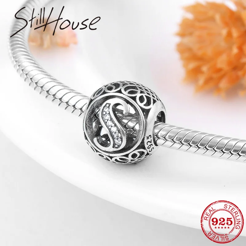 

Charms Jewelry Hot Sale 925 Sterling Silver S Letter beads fit Original Pandora Bead Bracelet Pendant Lover Gift fashion 2018
