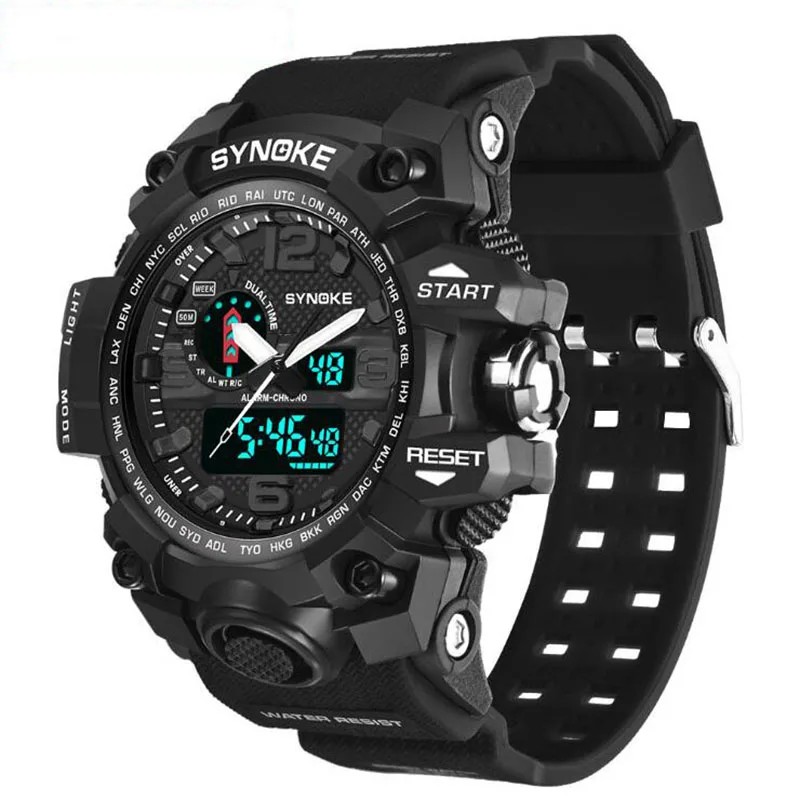 BIG BOSS Men's Watch New Brand Fashion Fitness Outdoor Mountaineering Dual Display Electronic Multifunction Waterproof Military