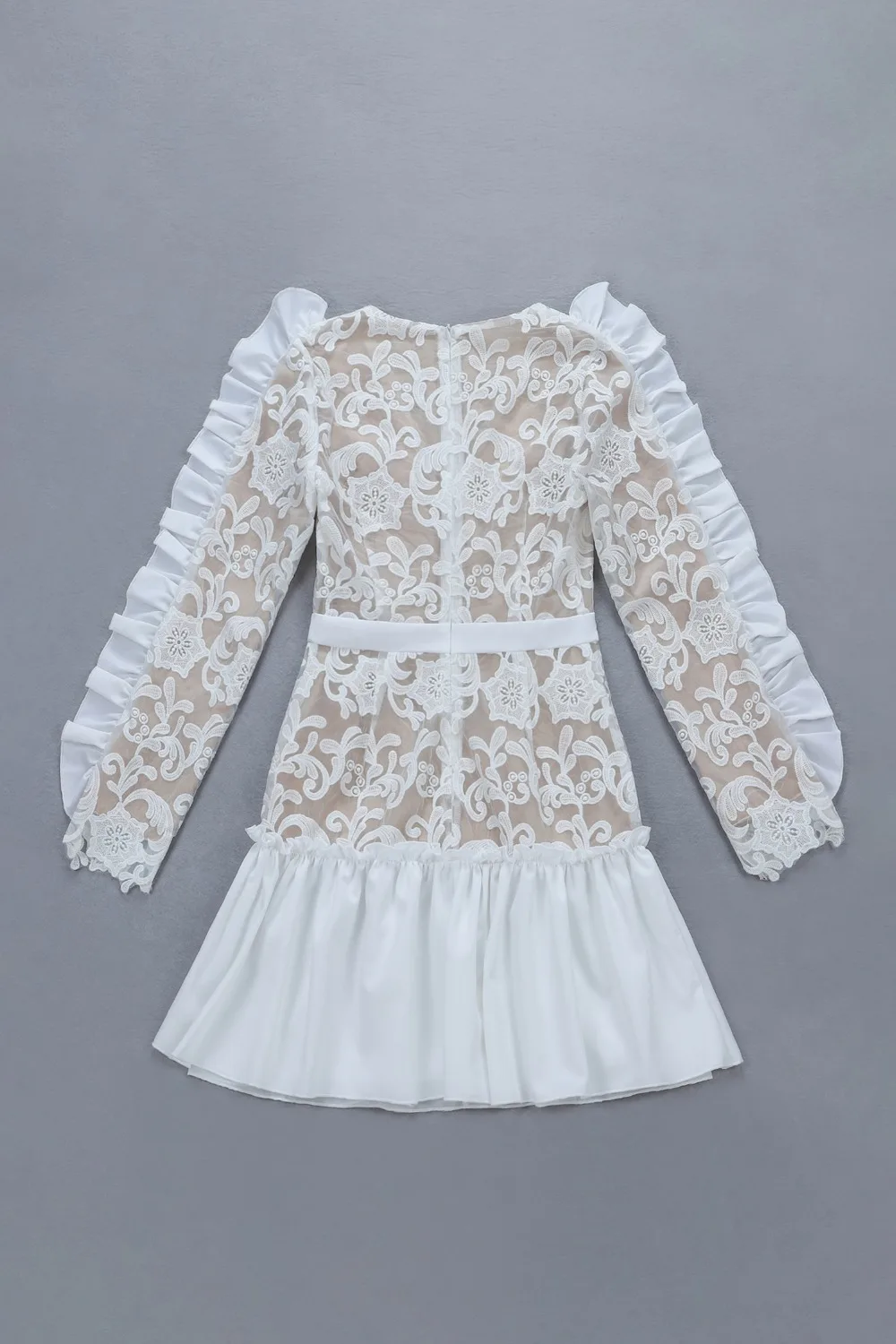 Europe Runway Designer Dress 2019 Women's High Quality Long Sleeve Sexy Deep V-neck Floral Printed Chiffon Mini Dress  (5)