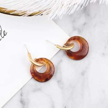 

AENSOA 2019 New Cute Acrylic Round Drop Earrings For Women Acetate Circle Dangle Earrings Party Jewelry Gift Wholesale 4 Colors