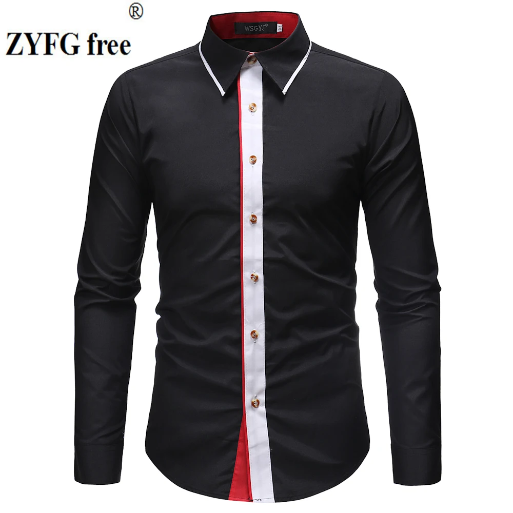 ZYFG Бесплатные мужские рубашки с длинным рукавом с отложным воротником рубашки простой дом джентльмен Мужская одежда Топы