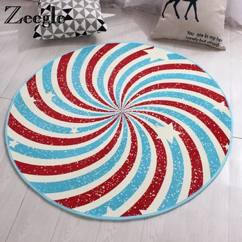 

Zeegle Geometric Pattern Soft Living Room Round Carpet Non-slip Children's Room Rug Baby Play Mats Washable Home Decor Floor Mat