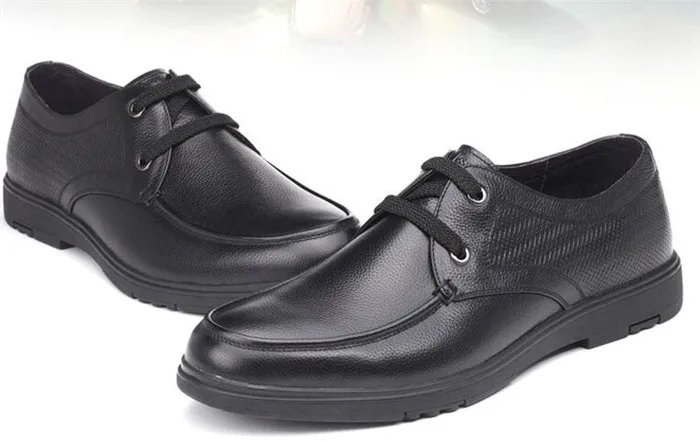 Зимняя обувь в деловом стиле с круглым носком на шнуровке в британском стиле Кожаная Мужская обувь повседневные туфли из мягкой кожи швейная обувь