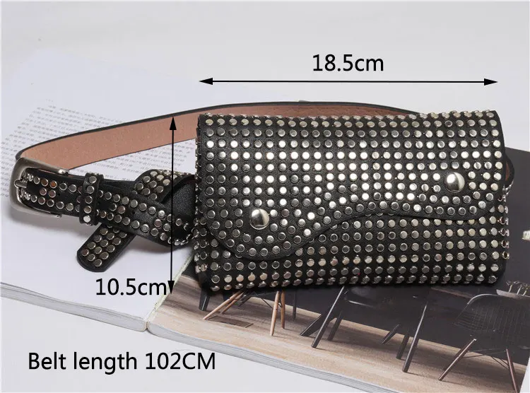 Модные женские поясные сумки с заклепками, мини-сумка с поясом, роскошные дизайнерские сумки на пояс, Дамская поясная сумка, сумка для