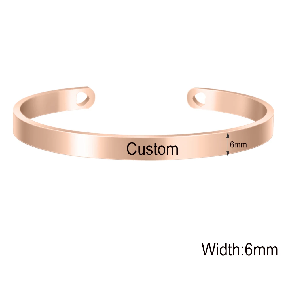 Пользовательский браслет из нержавеющей стали шириной 6 мм из розового золота, вдохновляющий браслет с мантрой, браслеты для женщин, SL-001 - Окраска металла: D2