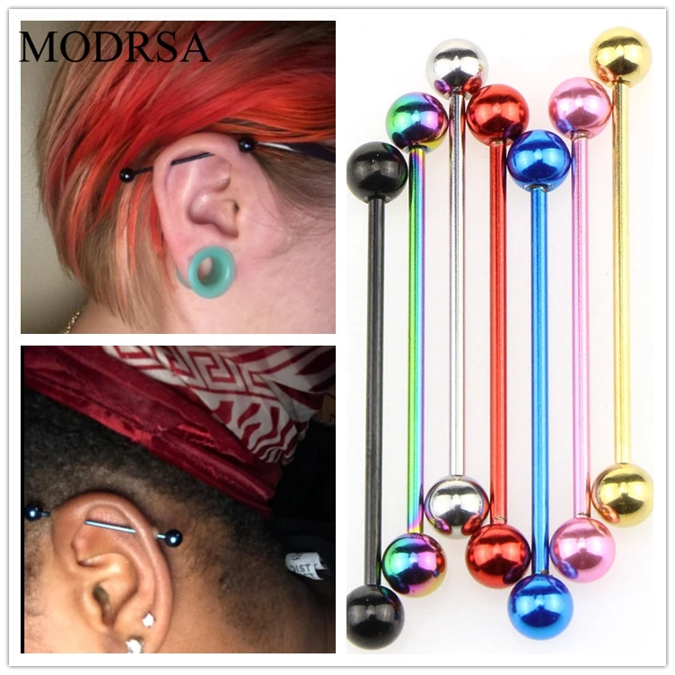 MODRSA 1pc Fashion Ear Industrial Barbell Scaffold Bar Barbell Piercing