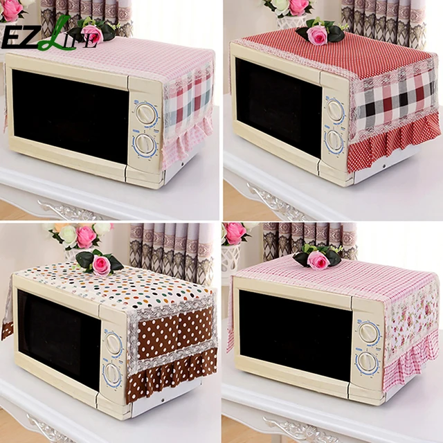 Cheap EZLIFE 1pc Cotton Dust Cover Microwave Cover Microwave Oven Hood Microwave Towel With Storage Bag ZH01382