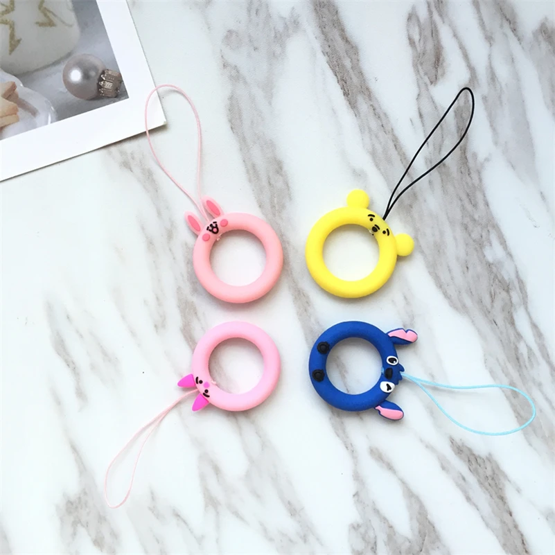 Cartoon Universal Mini Silicone Soft Mobile Phone Straps Ring Pendant Cellphone Accessories for iPhone USB camera Car keys