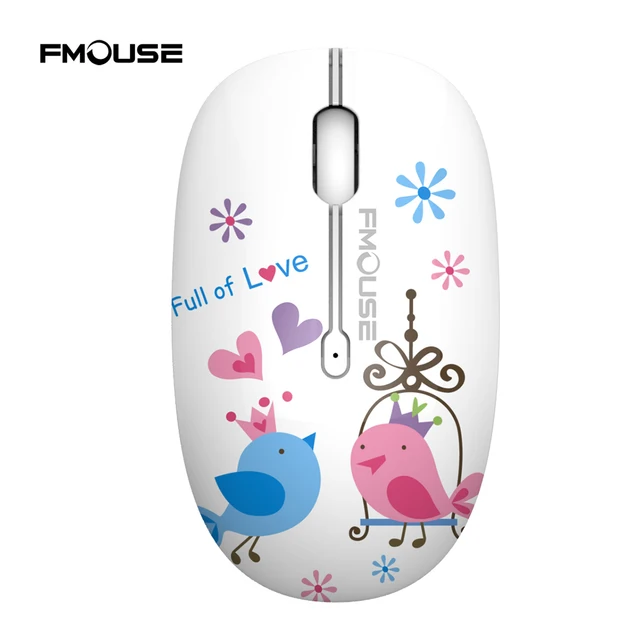 Best Price FMOUSE M101 Painted Silent Mouse Mute Mice USB 2.4GHz Wireless Optical Gaming Mouse Cute Mice for Computer PC Laptop