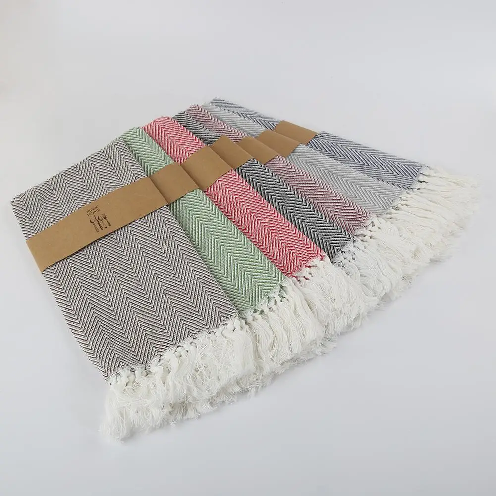 

HOT SALE! 40cm x 70cm Cotton Dyed Dish Dinner Tea Tassel Napkin Hand-made Home Kitchen Towel