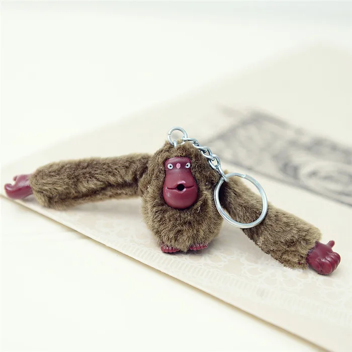 Fashion 10CM Cartoon Orangutan Plush Doll Toy Key Chain Ring Woman Bag Charms Faux Rabbit Fur Pom Pom Monkey Keychain Trinket (4)