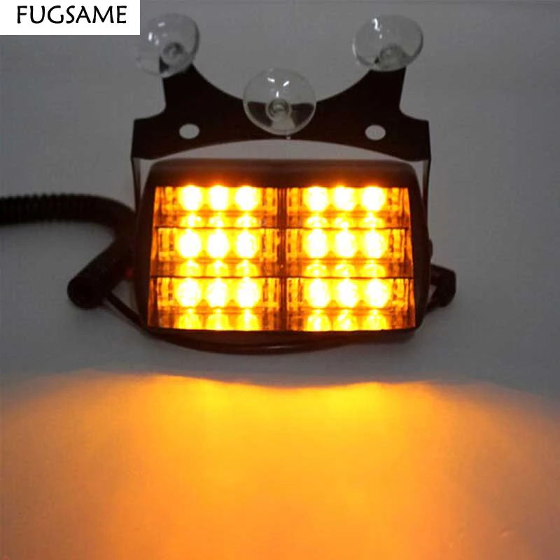 

FUGSAME 18 AMBER LED Flashing strobe lamps bulbs red blue 18LED car vehicle auto truck warning Light emergency lights
