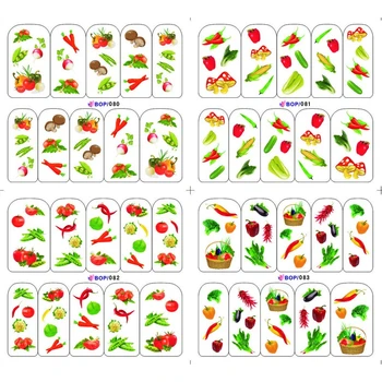 

4 PACKS / LOT VEGITABLE PEPPER TOMATO CUCUMBER NAIL TATTOOS STICKER WATER DECAL NAIL ART BOP080-083