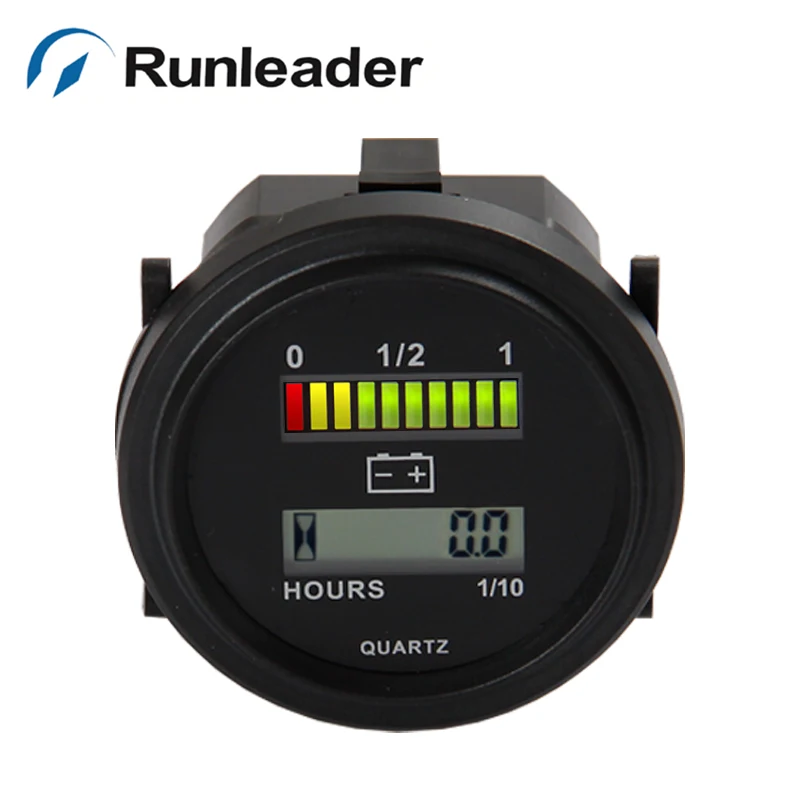 

Freeshipping RL-BI004 Hour Meter LED Volt Meter battery indicator with hour meter for Golf Cart Forklift 12V 24V 36V 48V 72V