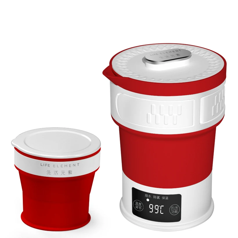 

110V-240V Electric water Kettle Travel Folding Kettle Hidden Handle Mini Insulation Kettle with Universal Conversion Plug