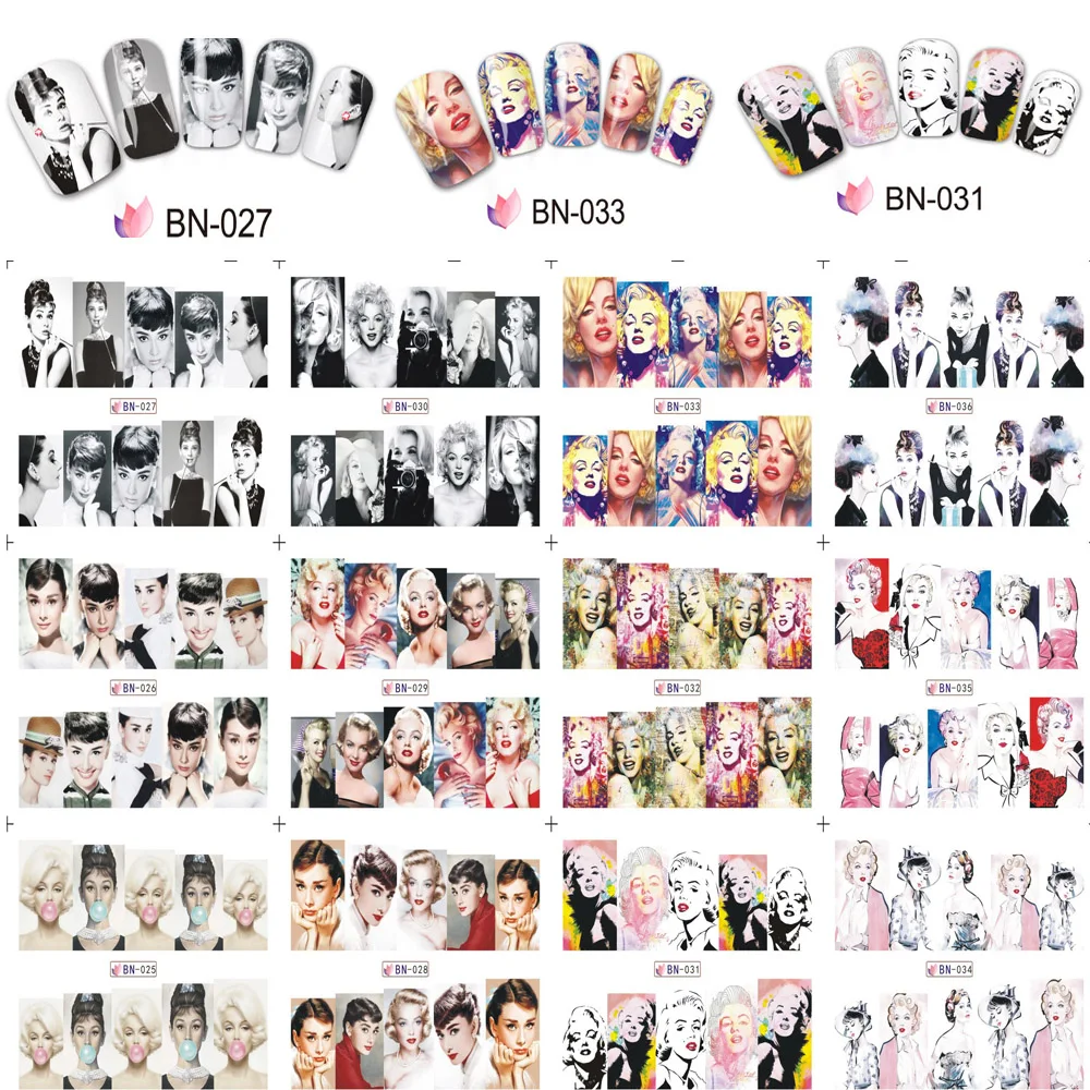 

1 Sheet 12 in 1 Big Size Colorful Sticker For Nails Art Decorations Image Multi-Designs Nail Transfer Stickers Decals #BN157-948