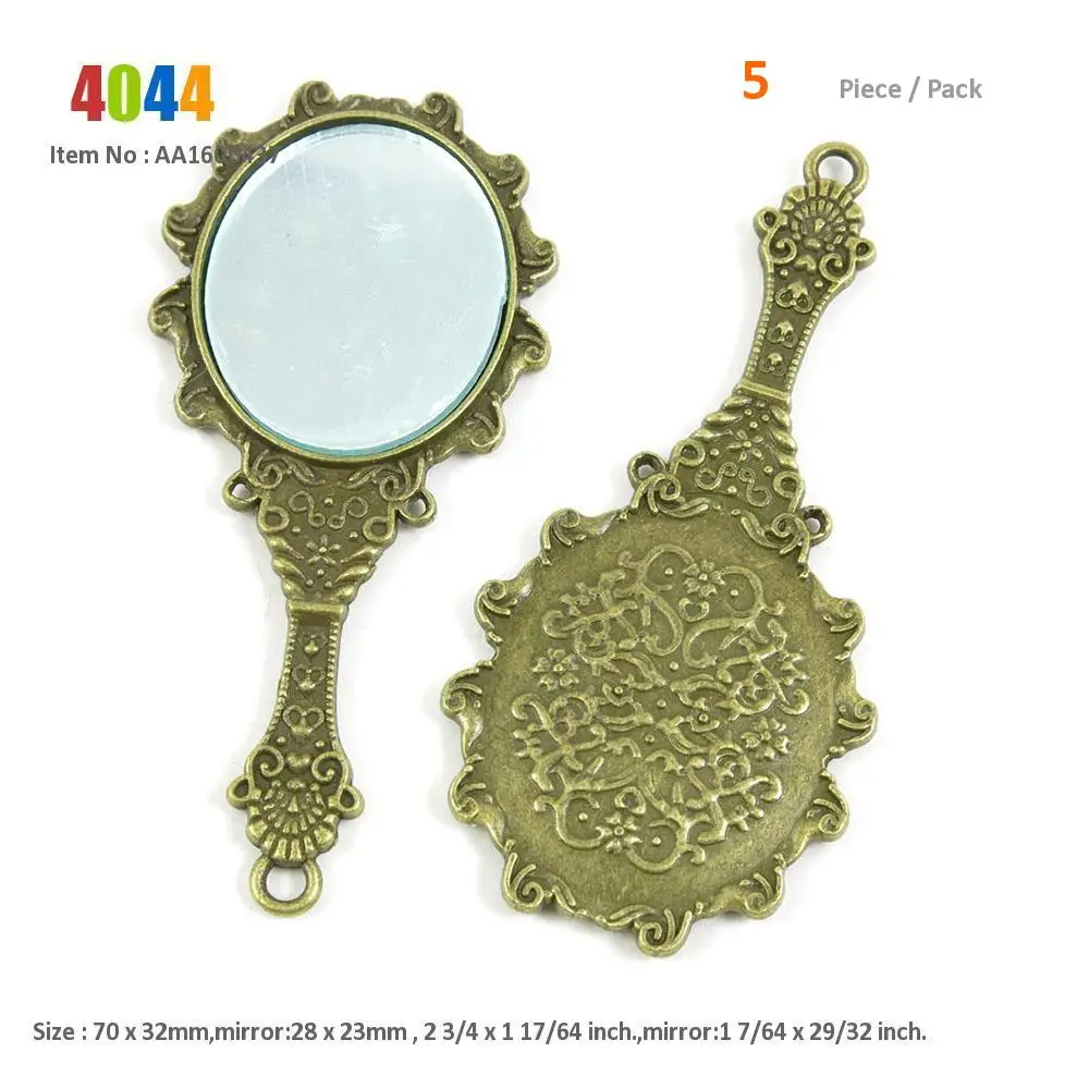 Античное серебро с оттенком бронзы ювелирные изделия амулеты цветок зеркало Волшебная рамка для кабошона Роза основа пустая Подвеска для изготовления - Окраска металла: 1600437 - 5 PCS