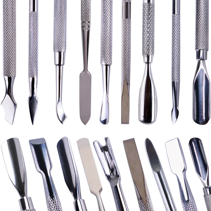 

1pcs Stainless Steel Cuticle Pusher Nail Art Double-ended Spoon Pro Pedicure Dead Skin Gel Remover Manicure Tools Decor JI1-9