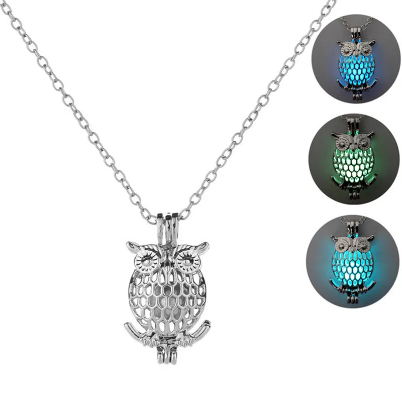 

Charm Glowing Owl Pendant Necklace Cute Luminous Jewelry Choker 3 Colors Christmas Gift For Women Necklace Fashion Dropshipping