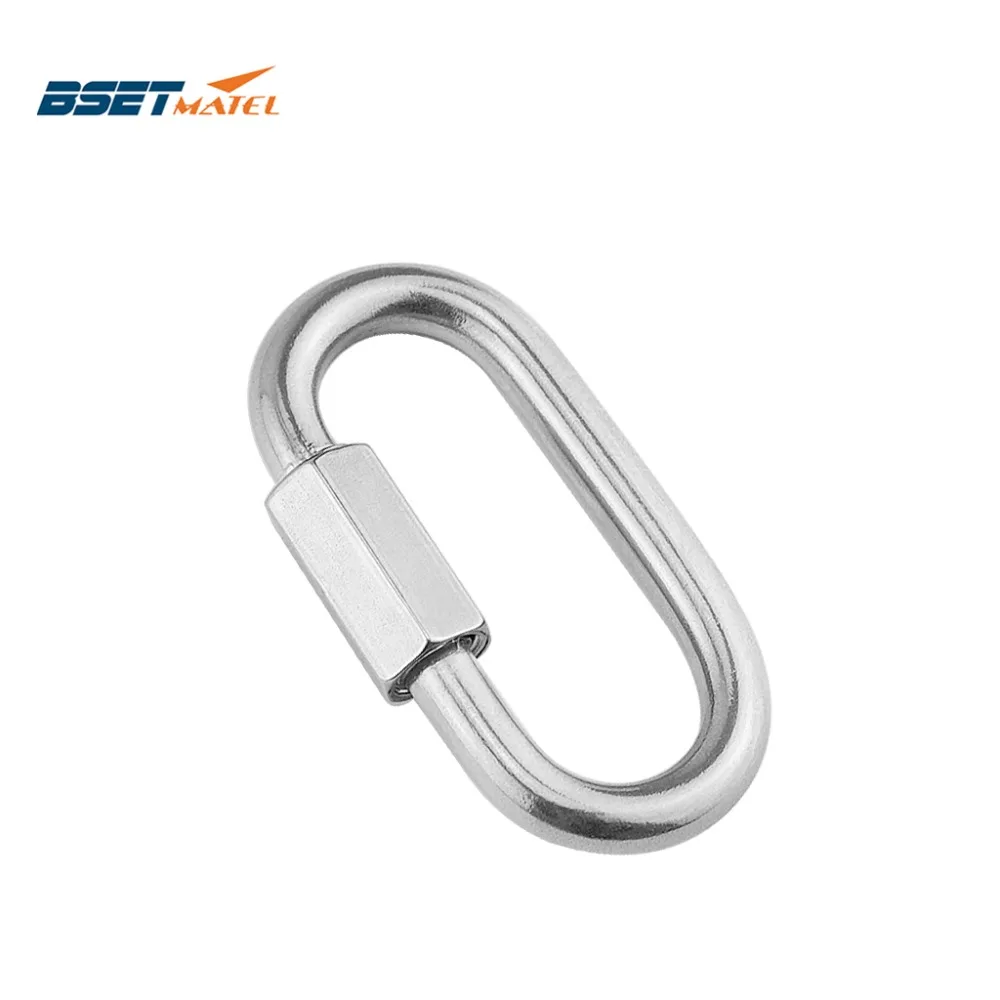 

M6*57mm 304 Stainless Steel Carabiner Oval Screwlock Quick Link Lock Ring Hook Chain Rope Connector Buckle Locked Hook