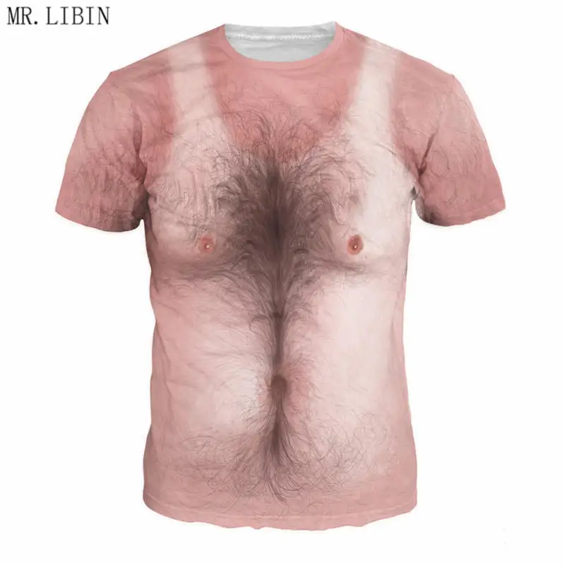 

Summer Funny 3D Muscle T Shirt Tops Naked Chest Hair Personality T-shirts for Men Women Sexy Man Nude tshirt Drop Shipping