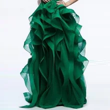 Великолепная- женская блуза с послойным расположением ткани, оборочками и v-образным вырезом толстые органзы Длинные бальные платья юбки для невесты или женщин для формальной вечеринки длина пола юбка