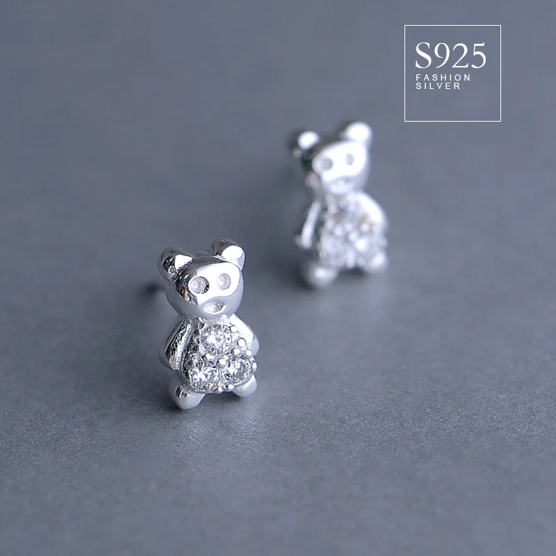 

925 silver pure white fungus nail day, Korea simple drilling bears fashion accessories for women