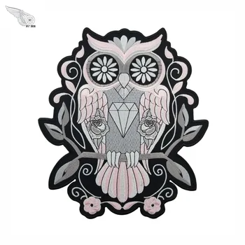 

Pink night owl patch embroidery iron on for vest jacket biker motorcycle patches DIY free shipping