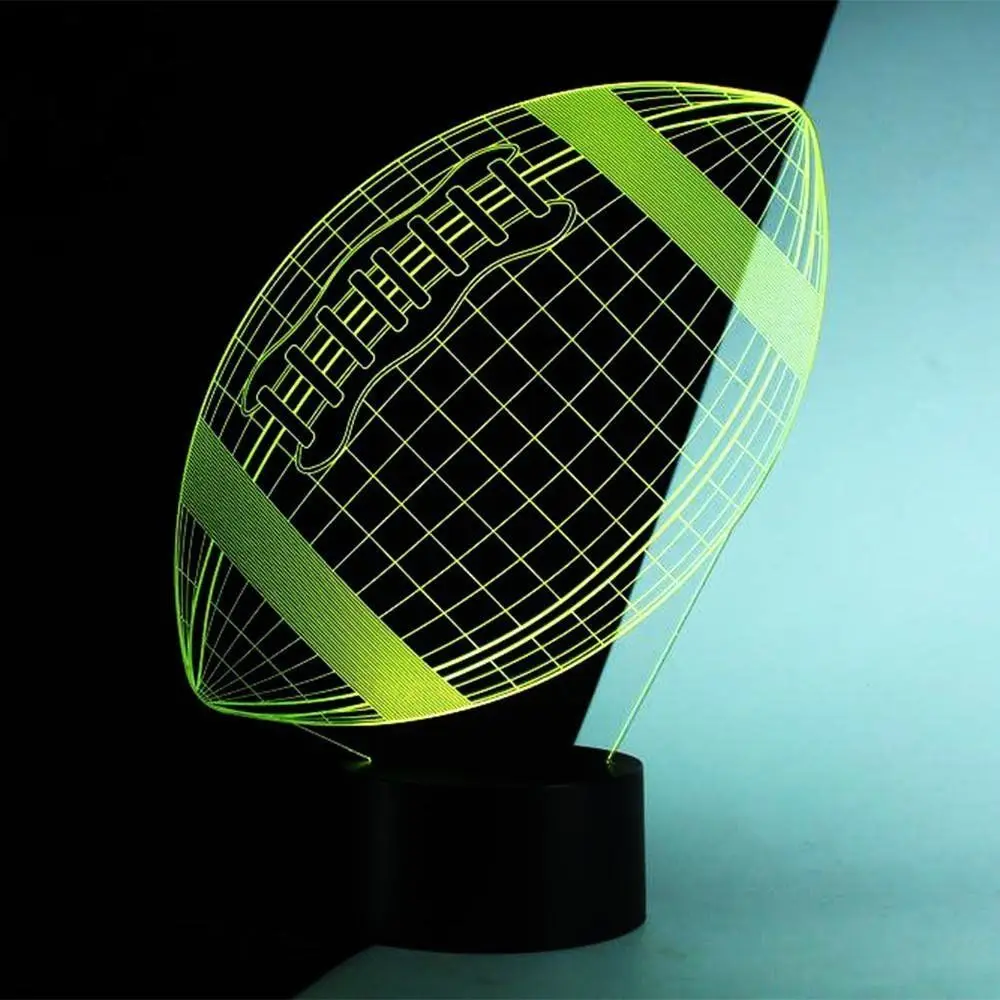 Toy Gift Urwise 3D Rugby Led Night Light 7 Colors Change Button Desk Table Lamp | Освещение