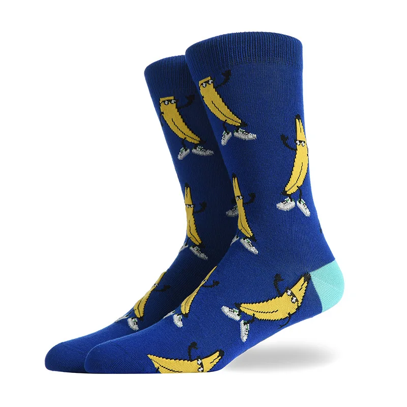 Новинка; повседневные мужские носки из чесаного хлопка; забавные уличные носки в стиле хип-хоп; Разноцветные Свадебные Носки с рисунком картофеля фри и пиццы