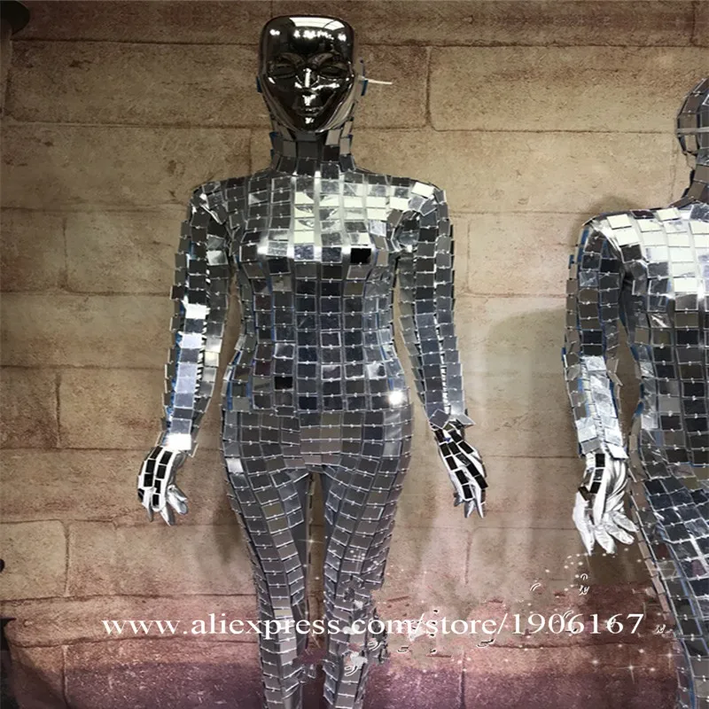  Ballroom dance costumes singer stage show wears mirror clothes dj party bar club performance robot suit women dresses disco3
