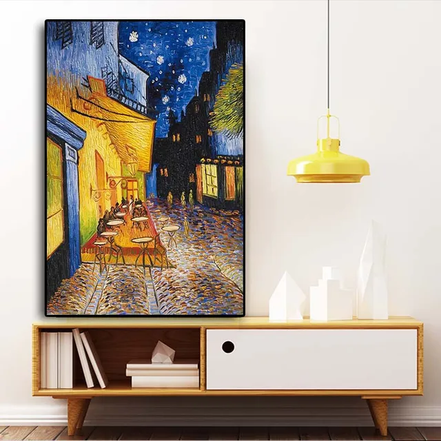 Famous Van Gogh Cafe Terrace At Night Oil Painting Reproductions on Canvas Posters and Prints Wall Art Picture for Living Room 3