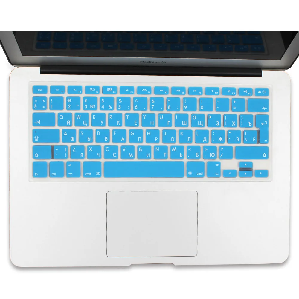 Мягкая силиконовая клавиатура для Apple Macbook Air Pro retina 13, 15, 17 дюймов, защитная клавиатура, наклейки - Цвет: Синий