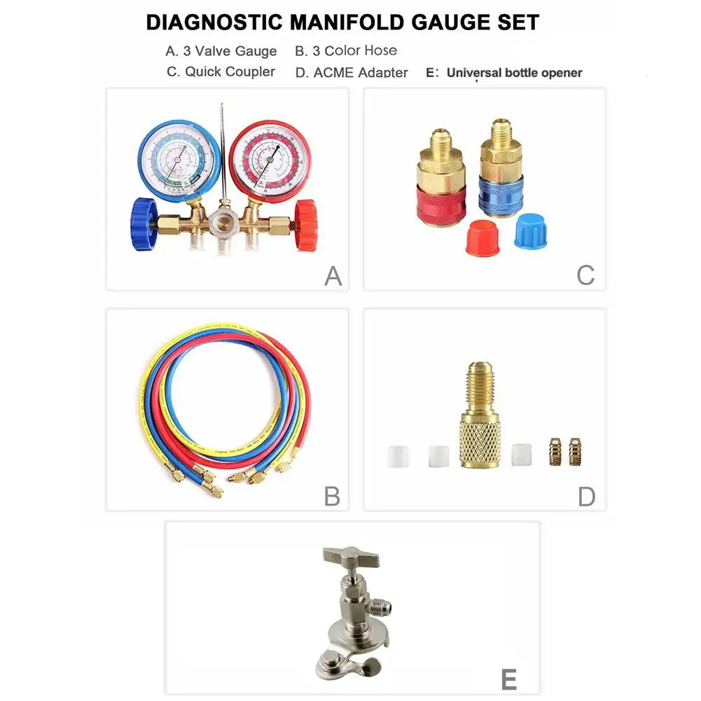 AC диагностический коллектор фреон манометр набор кондиционер инструмент для R134A R12 R22 R502 хладагенты
