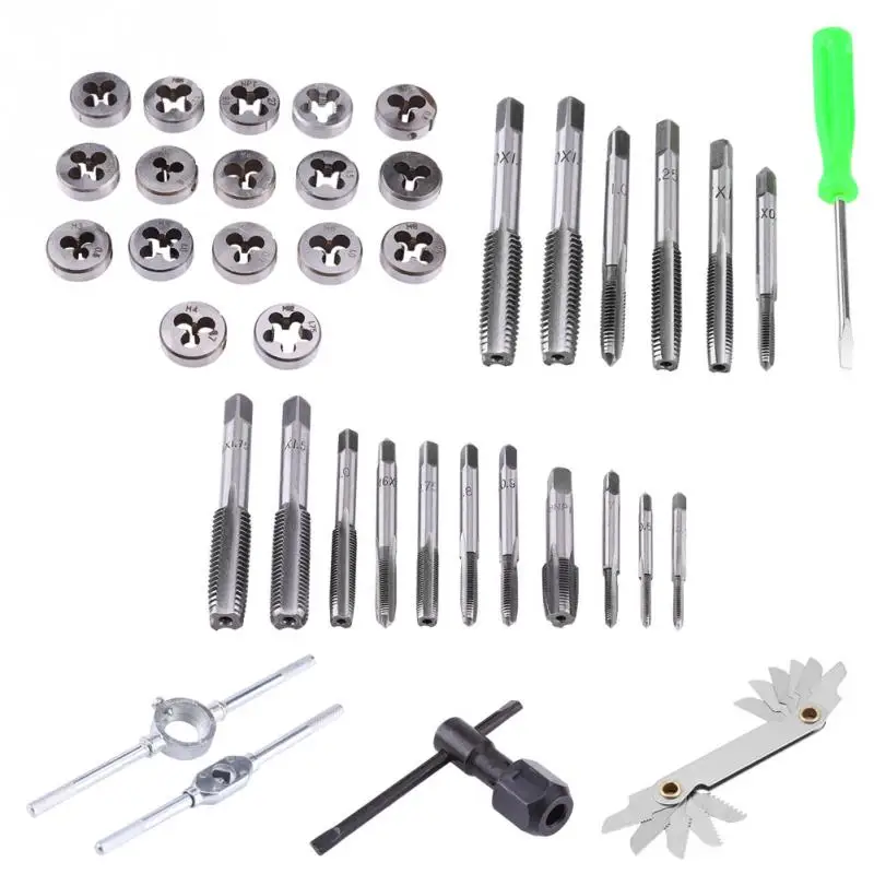 40 Pcs/set Hardened Metric Tap& Die Set Screw Thread Taper Hand tools